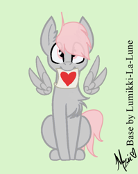 Size: 691x867 | Tagged: artist needed, safe, oc, oc only, oc:cotton puff, pegasus, pony, green background, heart, heart eyes, simple background, simplistic art style, solo, wingding eyes