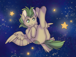 Size: 1280x960 | Tagged: safe, artist:sinclair2013, oc, oc only, oc:pistachio, pegasus, pony, butt, plot, solo, stars