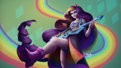 Size: 3840x2160 | Tagged: safe, artist:noasha, rarity, human, equestria girls, g4, my little pony equestria girls: rainbow rocks, female, guitar, high res, musical instrument, rainbow rocks outfit, solo