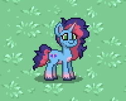 Size: 1500x1200 | Tagged: safe, misty brightdawn, pony, unicorn, pony town, g5, alternate design, alternate hairstyle, bridlewoodstock, game, grass, grass field, rebirth misty, smiling