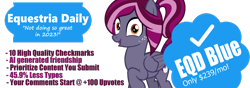 Size: 1000x350 | Tagged: safe, oc, oc only, oc:spotlight splash, pegasus, pony, equestria daily, 2023, april fools, april fools 2023, banner, blue checkmark, current events, female, looking at you, mare, meta, ponified, solo, text, twitter