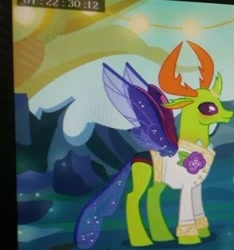 Size: 334x357 | Tagged: safe, edit, edited screencap, screencap, thorax, changedling, changeling, g4, to where and back again, clothes, fake, faker than a three dollar bill, king thorax, shirt