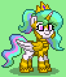 Size: 612x708 | Tagged: safe, princess celestia, alicorn, pony, pony town, g4, armor, green background, simple background, solo, warrior, warrior celestia