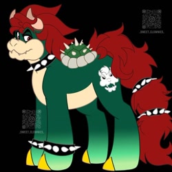 Size: 700x701 | Tagged: safe, artist:sweetclownies, oc, oc only, pony, black background, bowser, horn, male, simple background, solo, super mario bros.