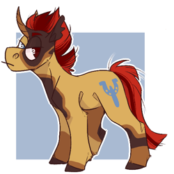 Size: 540x540 | Tagged: safe, artist:knifebun, oc, oc only, pony, unicorn, curved horn, horn, looking at you, male, simple background, solo, stallion