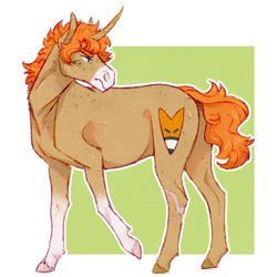 Size: 600x600 | Tagged: safe, artist:knifebun, oc, oc only, oc:foxface, pony, unicorn, curved horn, horn, male, solo, stallion