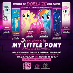 Size: 960x960 | Tagged: safe, fluttershy, gallus, princess luna, rainbow dash, silver shill, twinkleshine, g4, alicia barragan, analiz sánchez, carla cerda, convention, halloween, holiday, latin american, maggie vera, mexico, nando fortanell, pepe vilchis, poster