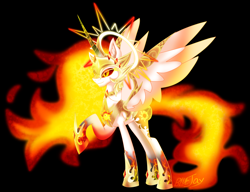 Size: 5206x4002 | Tagged: safe, artist:harmonicdreemur1308, daybreaker, alicorn, pony, g4, absurd resolution, alternate universe, base used, black background, concave belly, empress, female, goddess, mare, simple background, slender, solo, thin