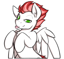 Size: 1304x1200 | Tagged: safe, artist:theparagon, oc, oc:swift apex, pegasus, pony, :p, bust, not zipp storm, pegasus oc, simple background, smug, solo, spread wings, tongue out, transparent background, wings