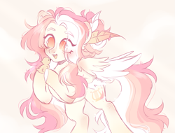 Size: 2469x1874 | Tagged: safe, artist:tanukikitsukki, oc, oc:featherlight serenade, bird, chicken, pegasus, pony, cute, feather, feather in hair, female, mare