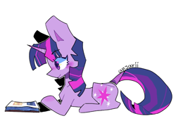 Size: 1114x854 | Tagged: safe, artist:anwa-gows-uwu, twilight sparkle, pony, unicorn, g4, book, eyebrows, eyebrows visible through hair, female, mare, simple background, solo, unicorn twilight, white background