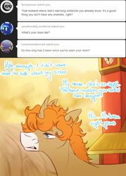 Size: 500x700 | Tagged: safe, artist:foxfaces-world, oc, oc only, pony, unicorn, ask, curved horn, horn, male, solo, stallion, tumblr