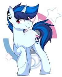 Size: 802x997 | Tagged: safe, artist:daydreamsyndrom, oc, oc only, oc:blue decibel, pony, unicorn, ear piercing, looking at you, male, piercing, simple background, stallion