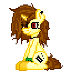 Size: 1024x1024 | Tagged: safe, anonymous artist, oc, pony, unicorn, jewelry, leg band, male, necklace, pixel art, red eyes, simple background, solo, white background