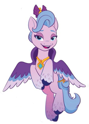 Size: 365x507 | Tagged: dead source, safe, queen haven, pegasus, pony, g5, official, female, flying, mare, open mouth, simple background, white background