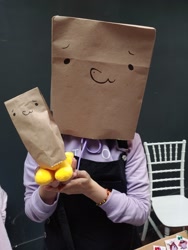 Size: 1536x2048 | Tagged: safe, oc, oc:paper bag, human, bag, irl, irl human, paper bag, photo