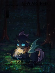 Size: 2160x1620 | Tagged: safe, artist:lendftcn, oc, oc only, changeling, changeling oc, forest, jar, solo