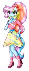 Size: 1600x3840 | Tagged: safe, artist:dazzlingmimi, rainbow dash (g3), equestria girls, g3, g4, breasts, busty rainbow dash (g3), clothes, cutie mark on clothes, equestria girls-ified, g3 to equestria girls, generation leap, hand on chest, open mouth, ponied up, rainbow dash always dresses in style, simple background, solo, transparent background