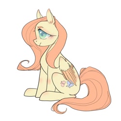 Size: 540x540 | Tagged: safe, artist:ponysforyou, fluttershy, pegasus, pony, g4, female, folded wings, mare, profile, side view, simple background, sitting, solo, white background, wings