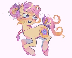 Size: 1280x1024 | Tagged: safe, artist:dulcesilly, oc, oc only, earth pony, pony, blushing, bow, happy, jewelry, necklace, open mouth, open smile, smiling, solo, sparkles, tail, tail bow, whistle, whistle necklace
