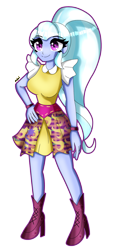 Size: 1855x4066 | Tagged: safe, artist:dazzlingmimi, sugarcoat, human, equestria girls, g4, my little pony equestria girls: friendship games, breasts, busty sugarcoat, hand on hip, missing accessory, school spirit, simple background, solo, transparent background