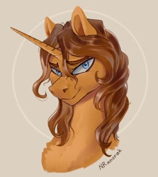 Size: 953x1066 | Tagged: safe, artist:anoraknr, oc, oc only, pony, unicorn, bust, portrait