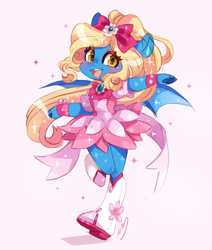 Size: 1696x2000 | Tagged: safe, artist:ipun, oc, oc only, oc:aliax smily, bat pony, pony, arm hooves, bat pony oc, bat wings, clothes, crossdressing, dress, looking at you, male, pretty cure, stallion, wings