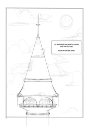 Size: 4093x5787 | Tagged: safe, artist:thelunarmoon, architecture, canterlot castle, cloud, comic, lineart, moon