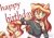 Size: 4093x2894 | Tagged: dead source, safe, artist:子轩敲可耐呀, sunset shimmer, human, pony, unicorn, equestria girls, g4, duo, duo female, english, female, happy birthday, human ponidox, looking at you, mare, peace sign, pony ears, self paradox, self ponidox, simple background, smiling, smiling at you, white background