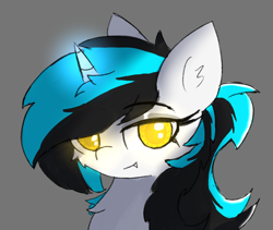 Size: 1592x1342 | Tagged: safe, oc, oc:flawless ice, cyborg, pony, unicorn, bust, cybernetic eyes, glowing, glowing horn, horn, solo