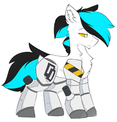 Size: 2210x2301 | Tagged: safe, artist:beardie, oc, oc:flawless ice, cyborg, pony, unicorn, high res, rule 63, solo