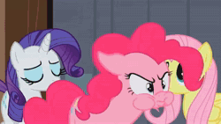 Size: 3840x2160 | Tagged: safe, edit, edited screencap, screencap, fluttershy, pinkie pie, rarity, earth pony, pegasus, pony, unicorn, g4, season 2, the last roundup, animated, closed mouth, eyes closed, eyes open, fart, fart cloud, fart edit, fart fetish, fart noise, female, fetish, gasp, green smoke, high res, onomatopoeia, open mouth, puffy cheeks, red face, reversed, shocked, shocked expression, sound effects, sweat, sweating profusely, trio, webm