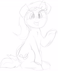 Size: 3322x4096 | Tagged: safe, artist:zippysqrl, octavia melody, earth pony, pony, g4, female, grayscale, monochrome, non-dominant hand drawing, raised hoof, simple background, sitting, sketch, solo, underhoof