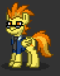 Size: 287x360 | Tagged: safe, spitfire, pegasus, pony, pony town, g4, clothes, female, pixel art, solo, sunglasses, wonderbolts