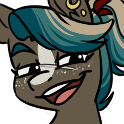 Size: 300x300 | Tagged: safe, artist:cosmalumi, oc, oc only, oc:bon voyage, earth pony, pony, bust, emote, female, mare, portrait, simple background, solo, transparent background