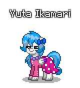 Size: 160x176 | Tagged: safe, artist:dematrix, oc, oc only, oc:yuta ikamari, pegasus, pony, pony town, clothes, female, japanese, mare, pixel art, simple background, skirt, solo, transparent background