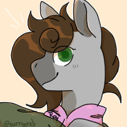Size: 300x300 | Tagged: safe, artist:surrgency, oc, oc only, oc:cj vampire, earth pony, pony, bomber jacket, bust, clothes, hoodie, icon, jacket, portrait, solo