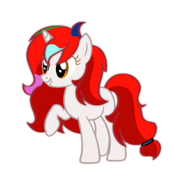 Size: 1933x1932 | Tagged: artist needed, safe, oc, oc only, oc:shallow light, pony, unicorn, 2024 community collab, derpibooru community collaboration, female, horn, mare, raised hoof, simple background, smiling, solo, transparent background