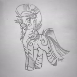 Size: 2048x2048 | Tagged: safe, artist:puggie, oc, oc only, oc:tiramisu, zebra, female, high res, mare, solo, traditional art