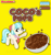 Size: 686x723 | Tagged: safe, artist:sjart117, coco pommel, earth pony, pony, g4, bowl, cereal box, female, food, mare, mouth hold, parody, pun, simple background, smiling, solo, spoon, yellow background