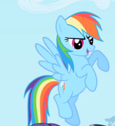 Size: 287x316 | Tagged: safe, screencap, rainbow dash, pegasus, pony, g4, sky, smiling, solo focus