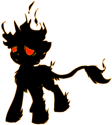 Size: 1388x1555 | Tagged: safe, artist:brainiac, oc, oc only, pony, unicorn, burning, simple background, solo, transparent background