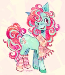 Size: 721x825 | Tagged: safe, artist:lutraviolet, minty, earth pony, pony, g3, clothes, female, mare, socks, solo, striped socks