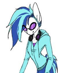 Size: 600x747 | Tagged: safe, artist:vautaryt, dj pon-3, vinyl scratch, anthro, g4, clothes, female, headphones, hoodie, simple background, solo, transparent background, vinyl's glasses