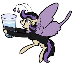 Size: 1800x1600 | Tagged: safe, artist:brainiac, oc, oc only, oc:shotglass, breezie, fallout equestria, cute, fallout equestria:all things unequal (pathfinder), female, mare, shotglass, simple background, smiling, solo, transparent background, water, wings