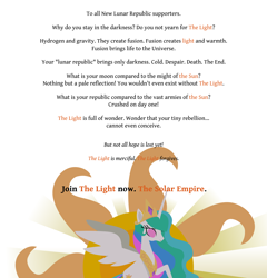 Size: 2000x2086 | Tagged: safe, artist:jp, derpibooru exclusive, princess celestia, alicorn, pony, g4, april fools 2023, female, high res, simple background, solo, text, vector, white background