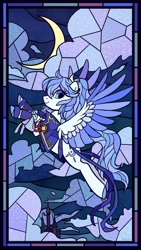 Size: 1151x2048 | Tagged: safe, artist:raindrophalo, oc, oc only, pegasus, pony, commission, female, pegasus oc, solo, stained glass