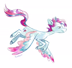 Size: 2048x1944 | Tagged: safe, artist:lutraviolet, zipp storm, pegasus, pony, g5, female, flying, looking away, mare, profile, redesign, simple background, solo, spread wings, unshorn fetlocks, white background, wings