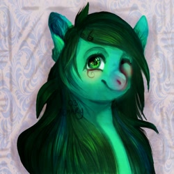 Size: 700x700 | Tagged: safe, artist:temary03, oc, oc only, pony, abstract background, female, mare, one eye closed, solo