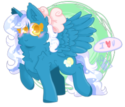 Size: 3500x3000 | Tagged: safe, artist:stinkygooby, oc, oc only, oc:fleurbelle, alicorn, pony, alicorn oc, blushing, bow, cute, female, hair bow, high res, horn, mare, simple background, solo, speech bubble, transparent background, wings, yellow eyes